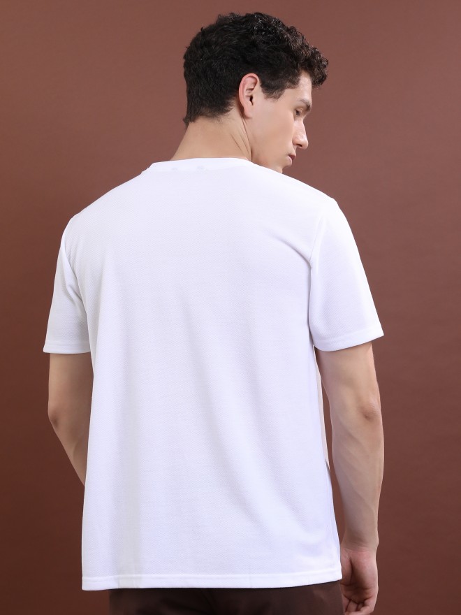 Highlander Men White Solid Round Neck T-Shirts 