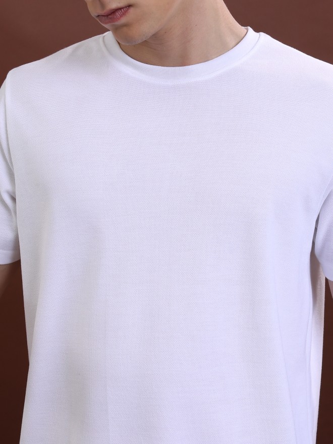 Highlander Men White Solid Round Neck T-Shirts 