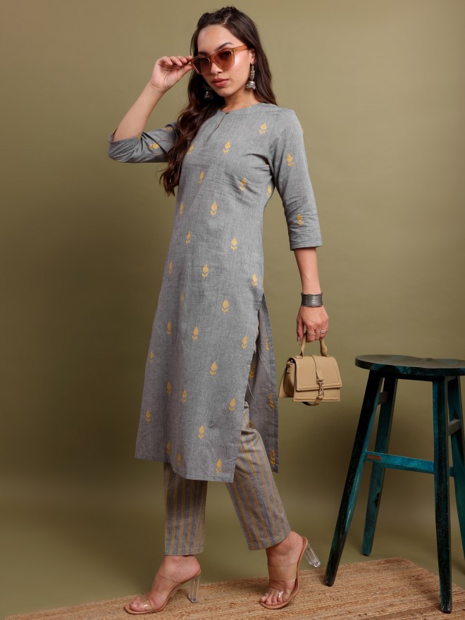 Vishudh Women Grey  Kurta Sets 