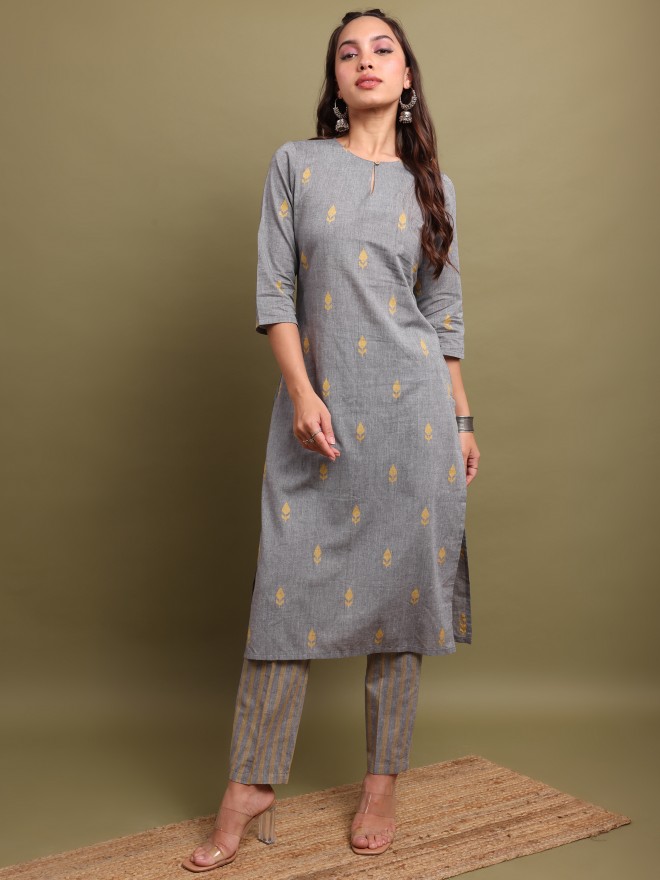 Vishudh Women Grey  Kurta Sets 