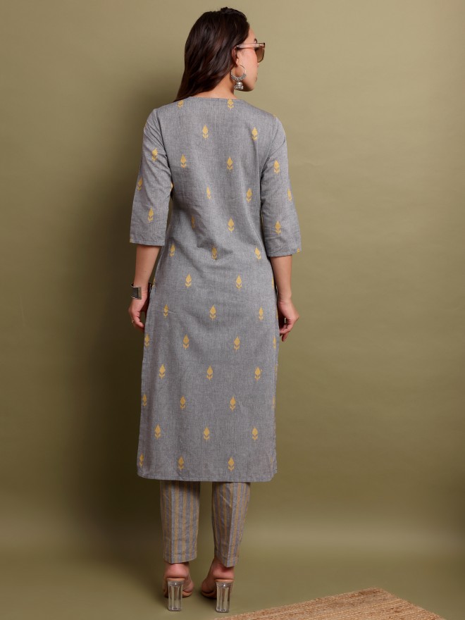 Vishudh Women Grey  Kurta Sets 