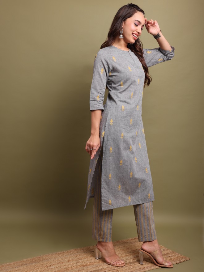 Vishudh Women Grey  Kurta Sets 