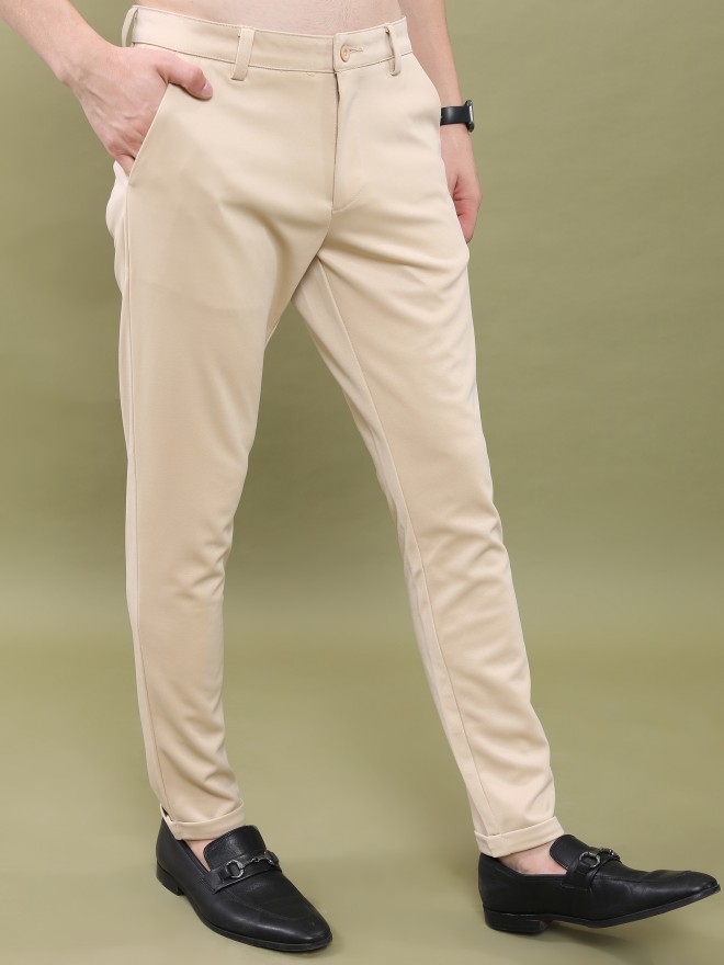 Buy Highlander Beige Slim Fit Solid Casual Trouser for Men Online at Rs ...