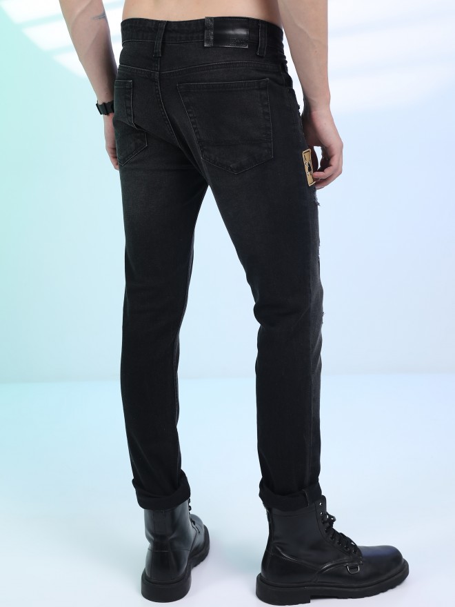 Highlander Men Black Slim Fit Highly Distressed  Jeans 