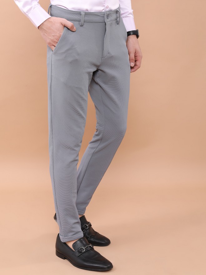 Men Light Blue Casual Slim Fit Trouser