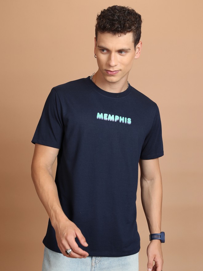 Ketch Men Navy Blue Printed Round Neck T-Shirts 