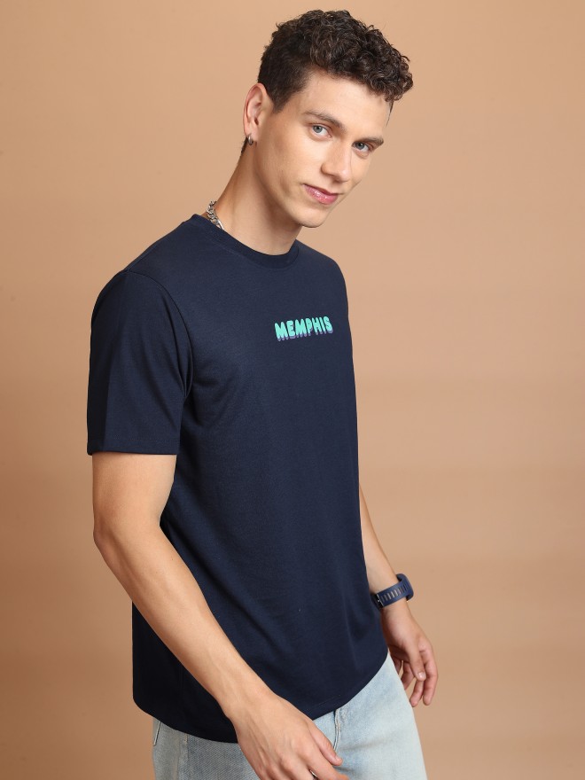 Ketch Men Navy Blue Printed Round Neck T-Shirts 