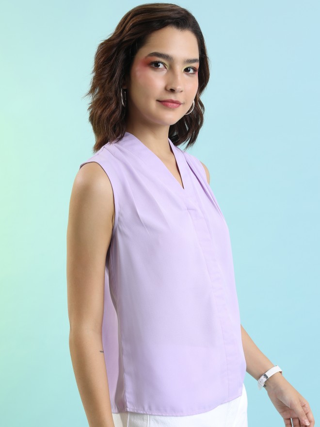 Tokyo Talkies Women Purple Solid Regular Tops 