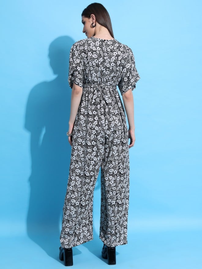 Buy Tokyo Talkies Black/Off White Printed Jumpsuit for Women Online at ...