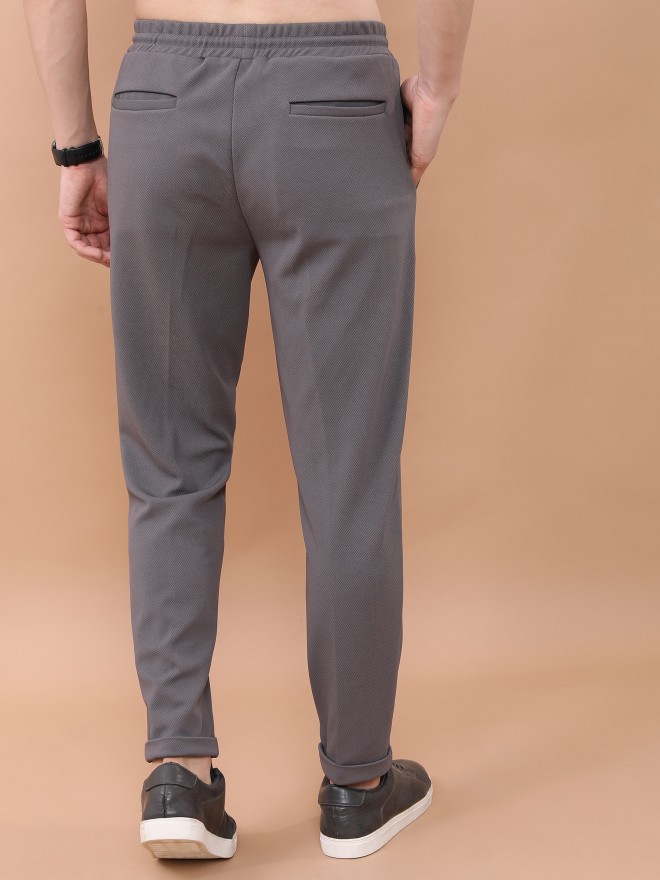 Highlander Men Grey Slim Fit Solid Casual Trousers Chinos 