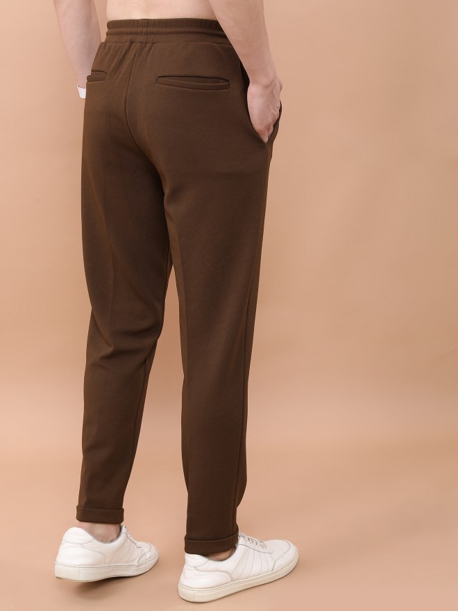 Highlander Men Brown Slim Fit Solid Casual Trousers Chinos 