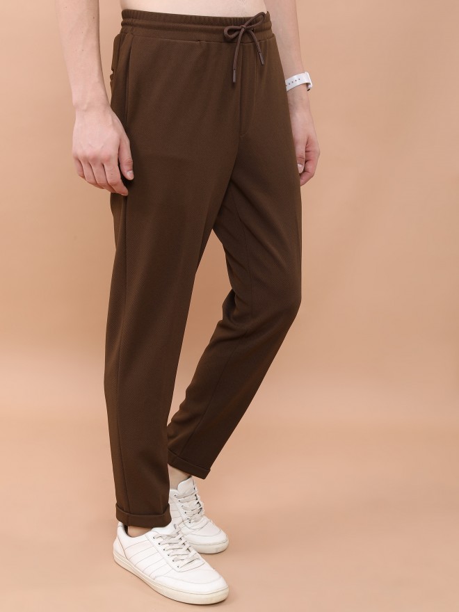 Highlander Men Brown Slim Fit Solid Casual Trousers Chinos 