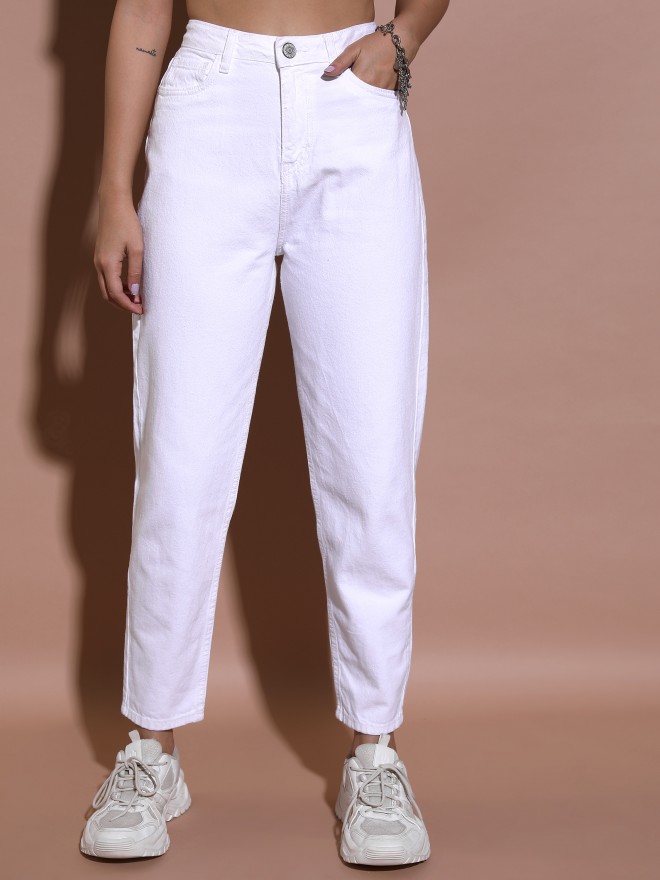 Mom fit best sale white jeans