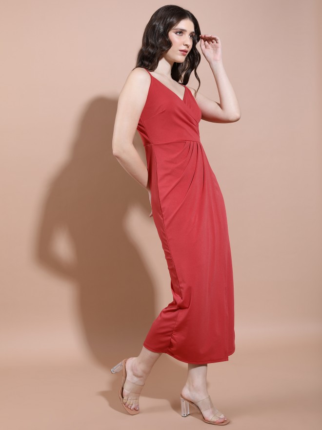 Buy Tokyo Talkies Red Solid Maxi Dress For Women Online At Rs Ketch