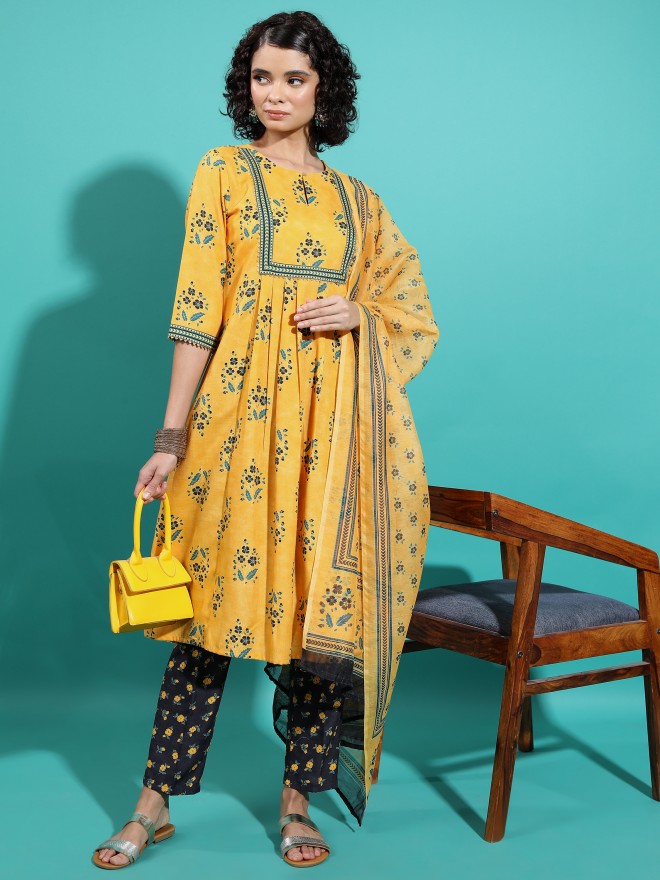 Ketch Women Mustard  Kurta Sets 