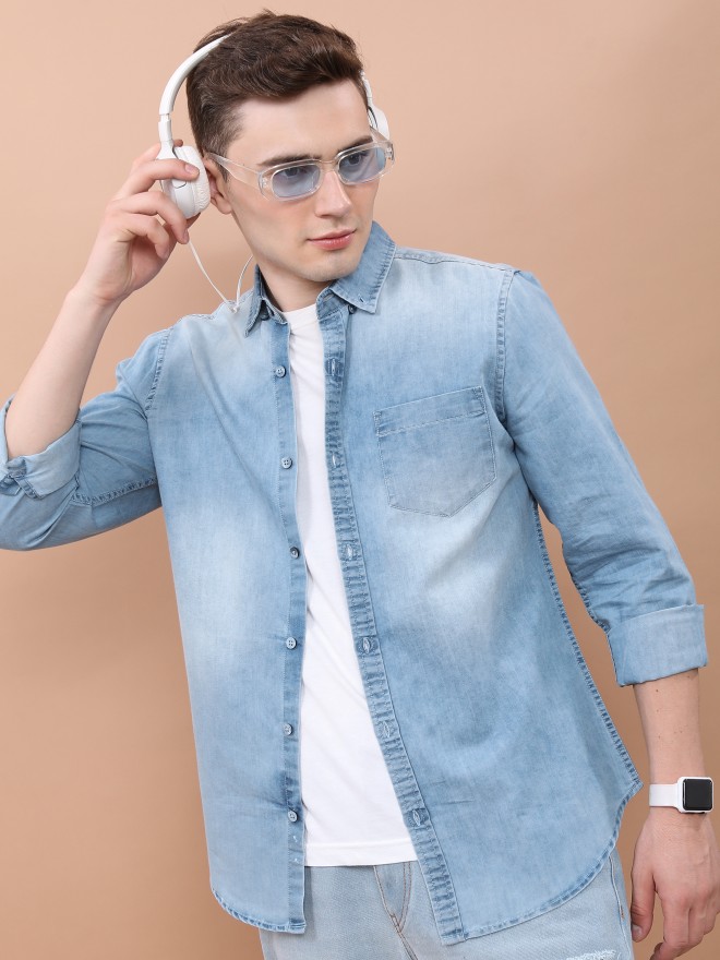 Buy HIGHLANDER Men Blue Slim Fit Solid Casual Shirt - Shirts for Men  1696160 | Myntra