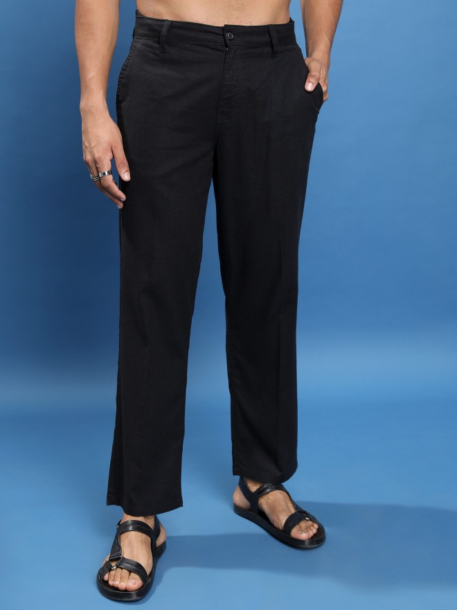 Women Black Regular Fit Solid Casual Trousers