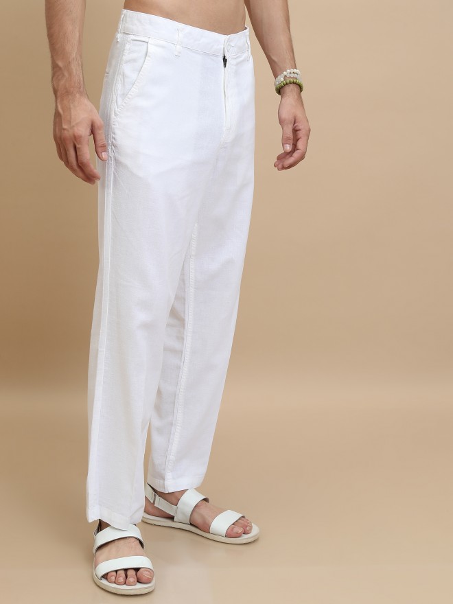 Buy Stylish White Lycra Blend Casual Trouser For Men Online In India At  Discounted Prices