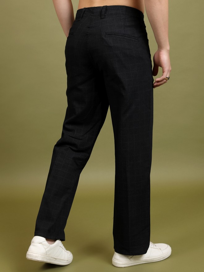 Buy Highlander Black/Grey Regular Fit Solid Casual Trouser for Men ...