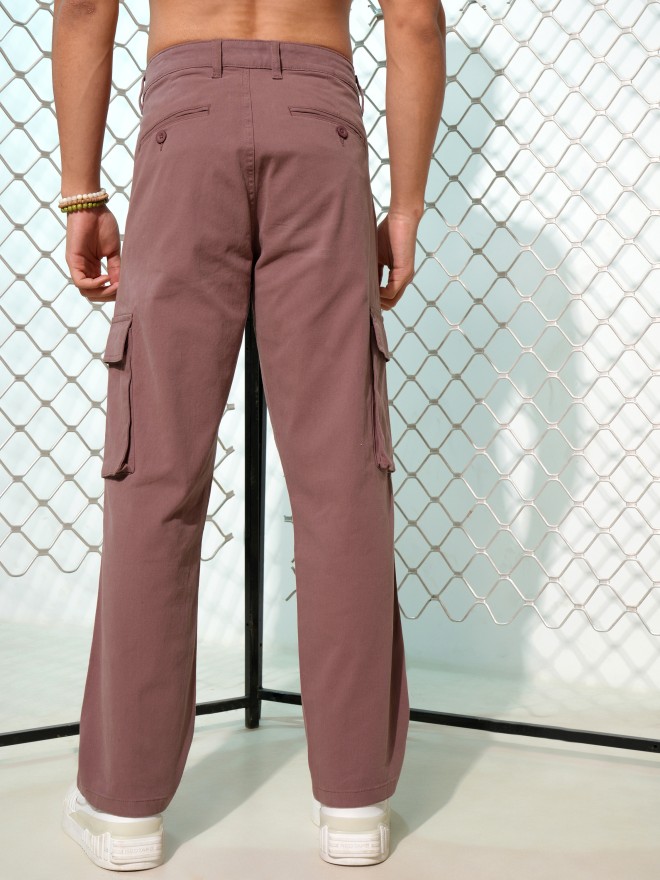 Highlander Men Rose Straight Fit Solid Cargos