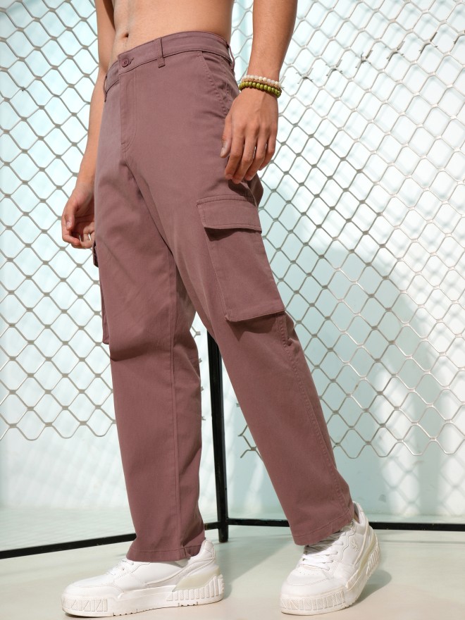 Highlander Men Rose Straight Fit Solid Cargos