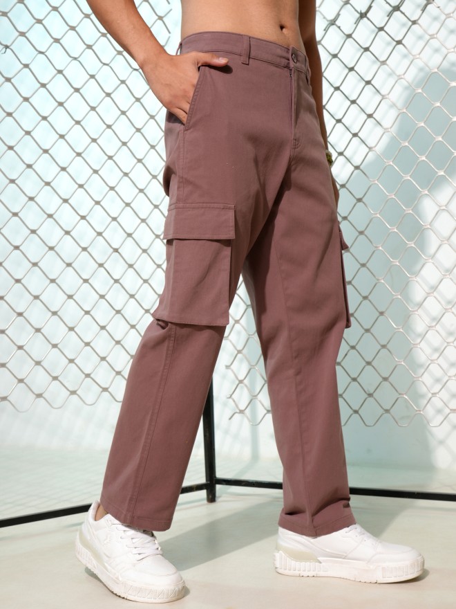 Highlander Men Rose Straight Fit Solid Cargos