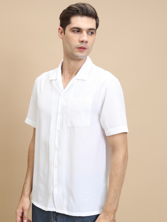 Buy Highlander White Solid Regular Fit Casual Shirt for Men Online at ...