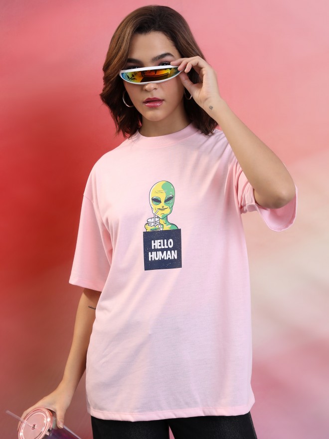 Tokyo Talkies Women Pink Printed Round Neck T-Shirts 