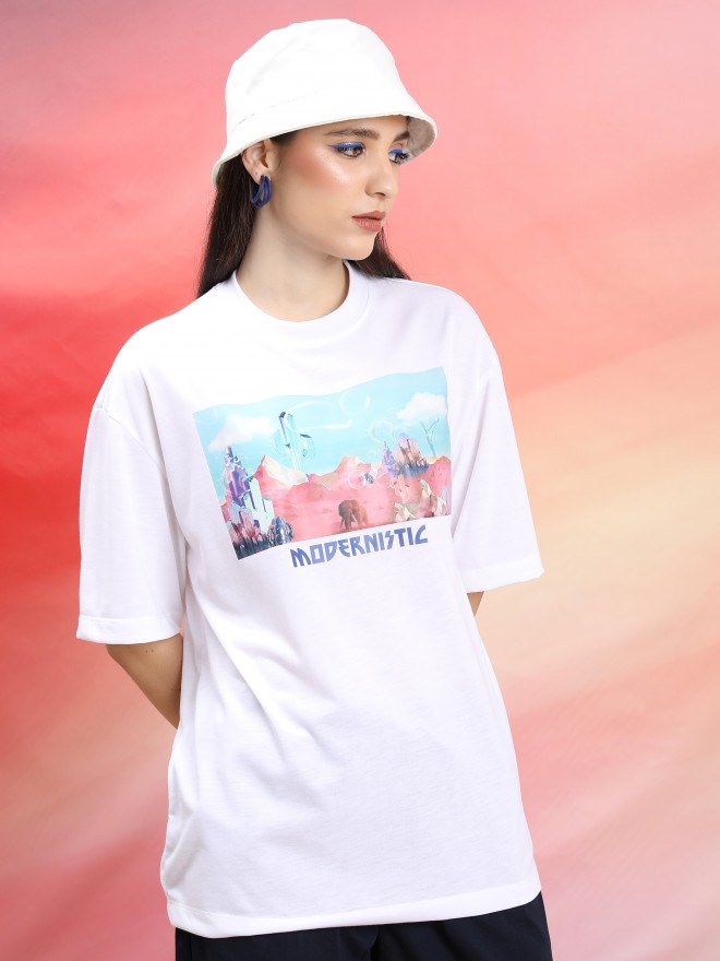 Buy Highlander Nude color Printed Oversized Fit T-Shirt for Unisex Online  at Rs.339 - Ketch