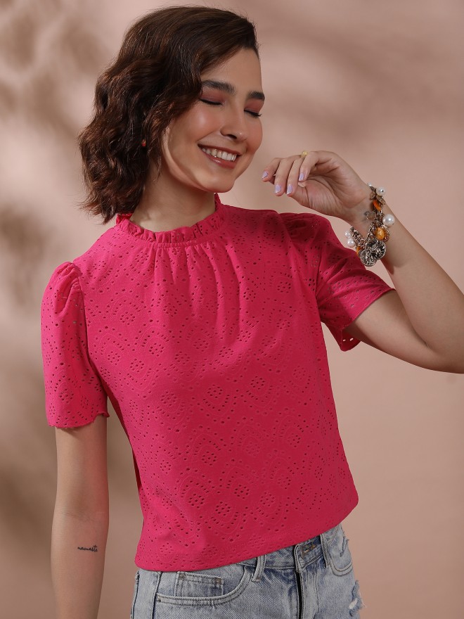 Ketch Women Pink Solid Regular Tops 