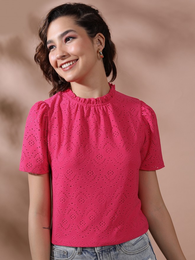 Ketch Women Pink Solid Regular Tops 