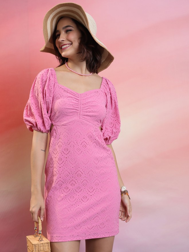 Aubree Fit and Flare Dress in Pink | LUCY IN THE SKY