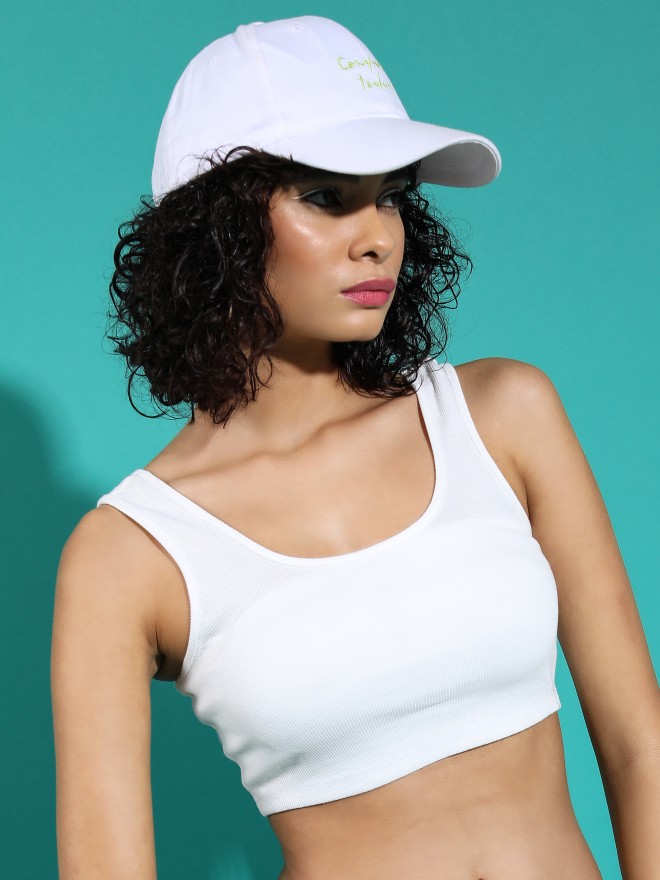 Ketch Women White Solid Fitted Tops 