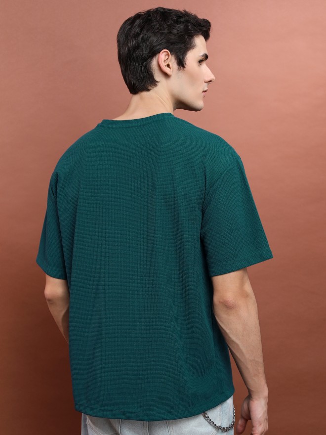 Highlander Men Green Solid Round Neck T-Shirts 