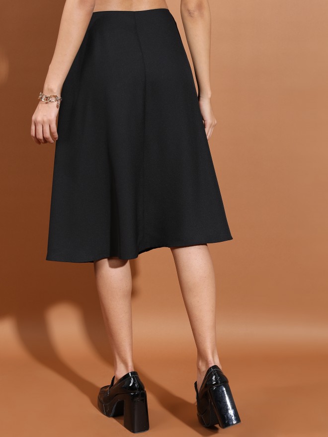 Tokyo Talkies Women Black Midi Skirts 