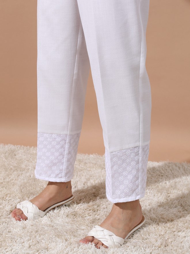 Buy Off White Kurta And Dupatta Cotton Chanderi Straight Pant Set For Women  by Kora Online at Aza Fashions.