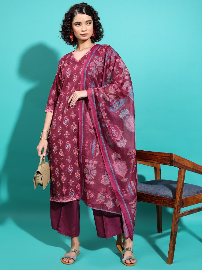 Buy Vishudh Maroon Kurta With Palazzo for Women Online at Rs.859 - Ketch