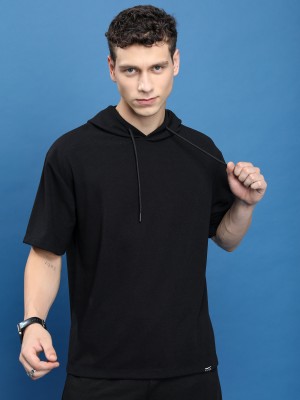 Buy Highlander Structured Black Solid Oversized Hooded T-Shirt for Men  Online at Rs.488 - Ketch