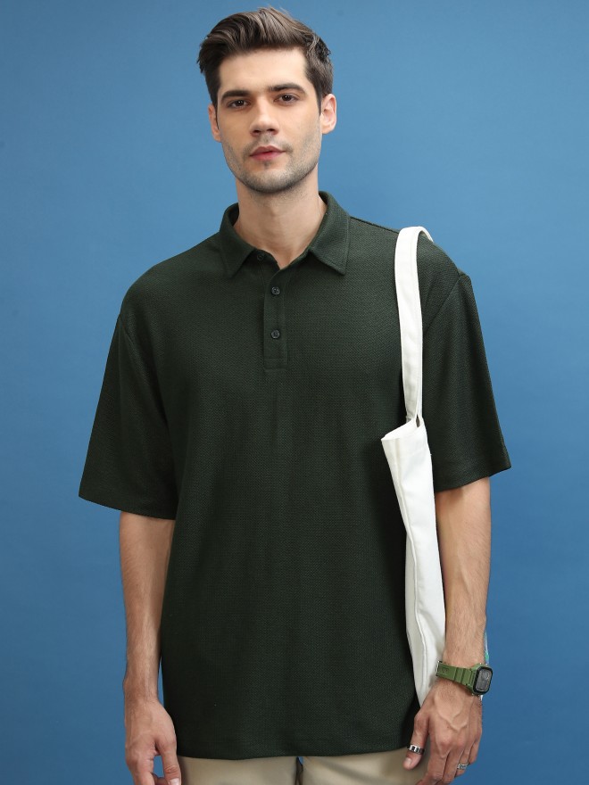 Buy Highlander Olive Solid Polo Collar T-Shirt for Men Online at Rs.434 ...