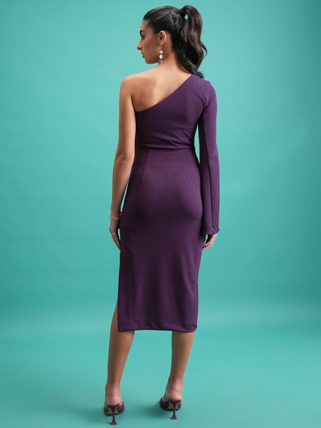 Tokyo Talkies Women Purple Solid Bodycon Dresses