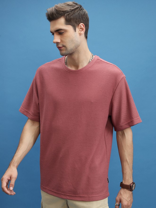 Highlander Men Rose Solid Oversized Fit T-Shirt