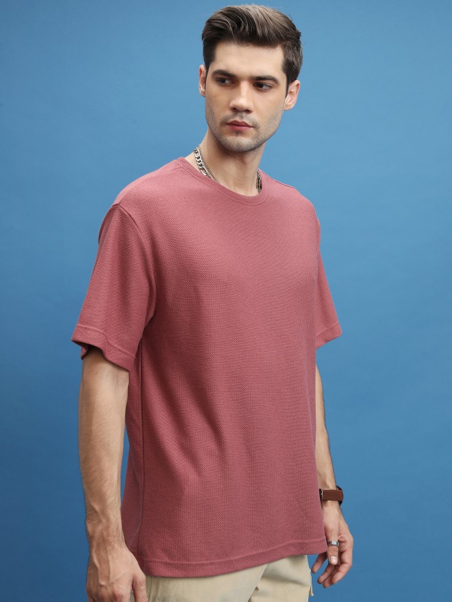 Highlander Men Rose Solid Oversized Fit T-Shirt