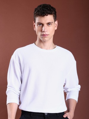 Men Solid Round Neck Oversized Fit T-Shirt