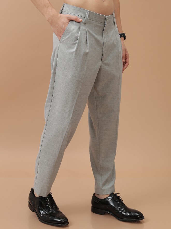 Buy Men Grey Solid Regular Fit Casual Trousers Online - 658883 | Peter  England