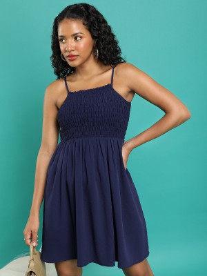 Solid Fit And Flare Dresses 