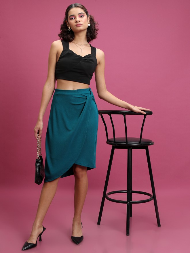 Tokyo Talkies Women Teal Mini Skirts 