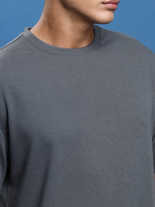 Ketch Men Grey Solid Round Neck T-Shirts 