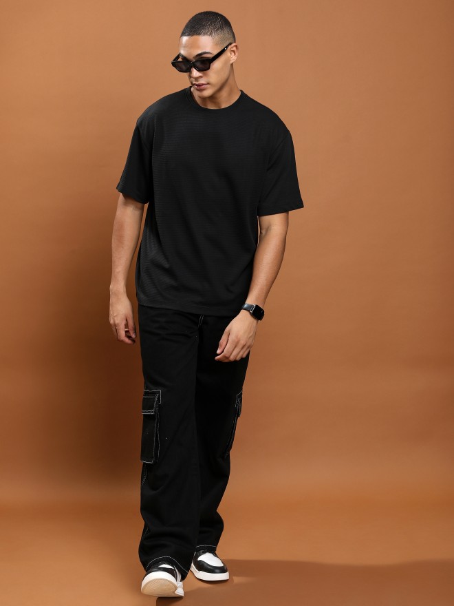 Ketch Men Black Solid Round Neck T-Shirts 