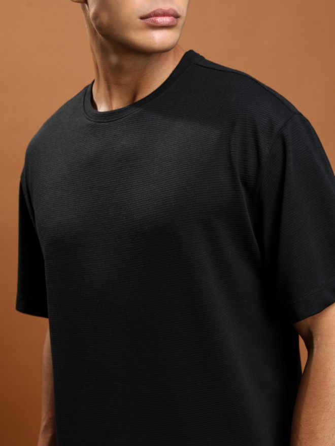 Ketch Men Black Solid Round Neck T-Shirts 