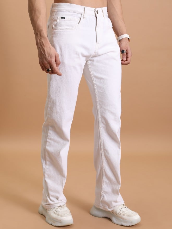 Highlander Men White Straight Fit Clean Look  Jeans 